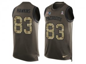 Mens Nike New England Patriots #83 Lavelle Hawkins Limited Green Salute to Service Tank Top NFL Jersey