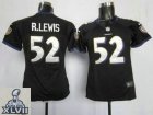 2013 Super Bowl XLVII Women NEW NFL Baltimore Ravens 52 R.lewis Black Jerseys