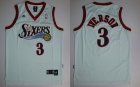 nba philadelphia 76ers #3 iverson white(black number) (fans edition)