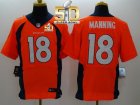 Nike Denver Broncos #18 Peyton Manning Orange Team Color Super Bowl 50 Men Stitched NFL New Elite Jersey