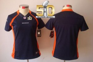 Women Nike Broncos Blank Blue Alternate Super Bowl 50 Stitched Jersey