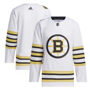 Men\'s Boston Bruins Blank White 100th Anniversary Primegreen Stitched Jersey