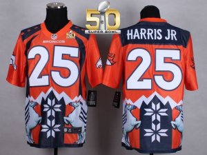 Nike Denver Broncos #25 Chris Harris Jr Orange Super Bowl 50 Men Stitched NFL Elite Noble Fashion Jersey