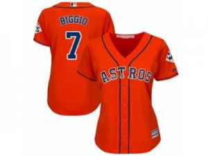 Women Majestic Houston Astros #7 Craig Biggio Replica Orange Alternate 2017 World Series Bound Cool Base MLB Jersey