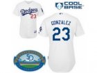 MLB Los Angeles Dodgers #23 Adrian Gonzalez white Cool Base 50th Anniversary Patch