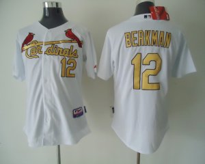 mlb st.louis cardinals #12 berkman white[gold number]