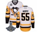 Mens Reebok Pittsburgh Penguins #55 Larry Murphy Premier White Away 2017 Stanley Cup Champions NHL Jersey