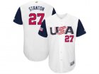 Mens USA Baseball #27 Giancarlo Stanton Majestic White 2017 World Baseball Classic Authentic Jersey