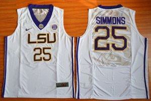 NCAA LSU Tigers #25 Ben Simmons White Basketball Stitched Jerseys