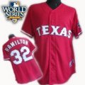 2010 World Series Patch Texas Rangers #32 Josh Hamilton red