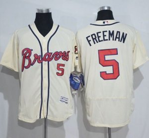 Atlanta Braves #5 Freddie Freeman Cream Flexbase Authentic Collection Stitched Baseball Jersey