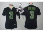 2015 Super Bowl XLIX Nike Women Seattle Seahawks #3 Russell Wilson Black Jerseys(Impact Limited)