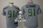 Nike Seattle Seahawks #91 Chris Clemons Grey Alternate Super Bowl XLVIII Youth NFL Jersey