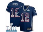 Women Nike New England Patriots #12 Tom Brady Elite Navy Blue Drift Fashion Super Bowl LII NFL Jersey