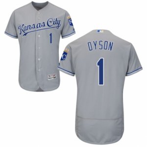 Men\'s Majestic Kansas City Royals #1 Jarrod Dyson Grey Flexbase Authentic Collection MLB Jersey