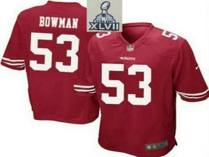 2013 Super Bowl XLVII NEW San Francisco 49ers 53 Navorro Bowman Red Jerseys (Game)