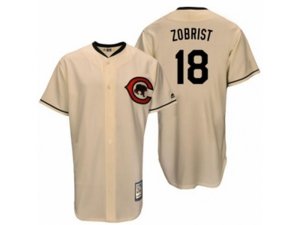 hicago Cubs #18 Ben Zobrist Authentic Cream Cooperstown Throwback MLB Jersey