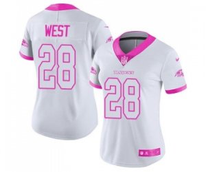 Women\'s Nike Baltimore Ravens #28 Terrance West Limited Rush Fashion Pink NFL Jersey