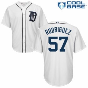 Men\'s Majestic Detroit Tigers #57 Francisco Rodriguez Replica White Home Cool Base MLB Jersey