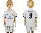 Real Madrid #9 Benzema White Home Kid Soccer Club Jersey