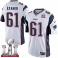 Youth Nike New England Patriots #61 Marcus Cannon Elite White Super Bowl LI 51 NFL Jersey