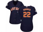 Women Majestic Houston Astros #22 Josh Reddick Replica Navy Blue Alternate 2017 World Series Bound Cool Base MLB Jersey