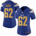 Women's Nike San Diego Chargers #62 Max Tuerk Limited Electric Blue Rush NFL Jersey