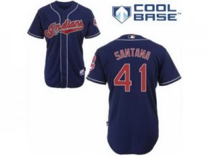 mlb Cleveland Indians #41 Carlos Santana Cool Base Dark blue Color Jersey