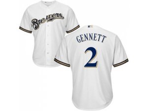 Youth Milwaukee Brewers #2 Scooter Gennett White Cool Base Stitched MLB Jersey