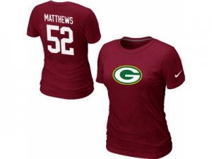 Women Nike Green Bay Packers #52 MATTHEWS Name & Number T-Shirt Red