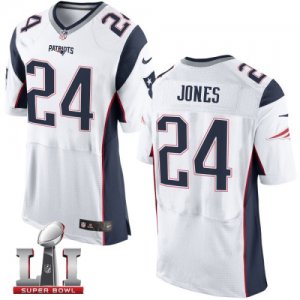 Nike Patriots #24 Cyrus Jones White 2017 Super Bowl LI Elite Jersey