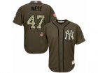 Mens Majestic New York Yankees #47 Jon Niese Replica Green Salute to Service MLB Jersey