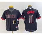 Youth Cincinnati Reds #11 Barry Larkin Number Black 2023 City Connect Cool Base Stitched Jersey