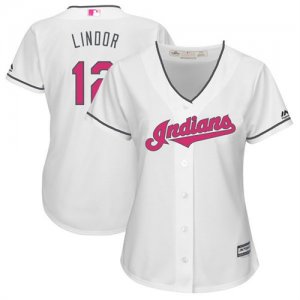 Indians #12 Francisco Lindor White Women Mothers Day Cool Base Jersey