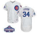 Mens Majestic Chicago Cubs #34 Jon Lester White 2016 World Series Champions Flexbase Authentic Collection MLB Jersey