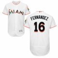 Mens Majestic Miami Marlins #16 Jose Fernandez White Flexbase Authentic Collection MLB Jersey