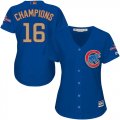 Chicago Cubs #16 Champions Blue Women World Series Champions Gold Program Cool Base Jersey