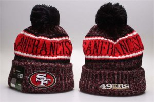 49ers Red Wordmark Cuffed Pom Knit Hat YP