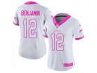 Women Nike Los Angeles Chargers #12 Travis Benjamin Limited White-Pink Rush Fashion NFL Jersey