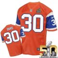 Nike Denver Broncos #30 Terrell Davis Orange Throwback Super Bowl 50 Men Stitched NFL Elite Jersey