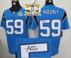 Nike Carolina Panthers #59 Luke Kuechly Blue Alternate Super Bowl 50 Men Stitched NFL Elite Autographed Jersey