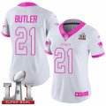 Womens Nike New England Patriots #21 Malcolm Butler Limited White Pink Rush Fashion Super Bowl LI 51 NFL Jersey