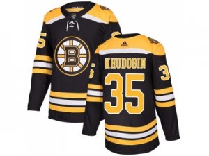Men Adidas Boston Bruins #35 Anton Khudobin Black Home Authentic Stitched NHL Jersey