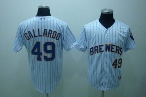 mlb milwaukee brewers #49 gallardo white(blue strip)