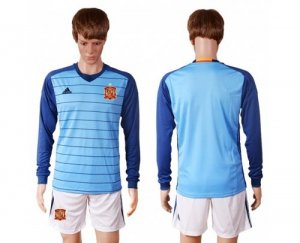 Spain Blank Blue Goalkeeper Long Sleeves Soccer Country Jersey