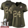 Womens Nike New England Patriots #24 Cyrus Jones Limited Green Salute to Service Super Bowl LI 51 NFL Jersey