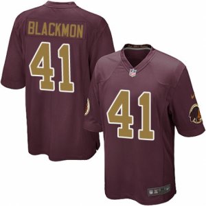 Mens Nike Washington Redskins #41 Will Blackmon Game Burgundy Red Gold Number Alternate 80TH Anniversary NFL Jersey