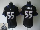 2013 Super Bowl XLVII NEW Baltimore Ravens 55 Terrell Suggs Black Jerseys (Elite)