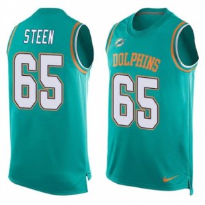 Mens Nike Miami Dolphins #65 Anthony Steen Limited Aqua Green Player Name & Number Tank Top NFL Jersey