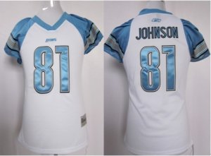 women nfl detroit lions #81 johnson field flirt fashion white